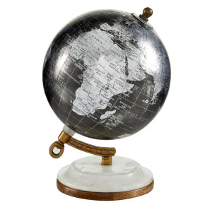 Deco 79 Plastic Globe With Marble Base 5 X 5 X 7 Black