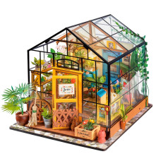 Robotime Diy Dollhouse Wooden Miniature Furniture Kit Mini Green House With Led Best Birthday Gifts