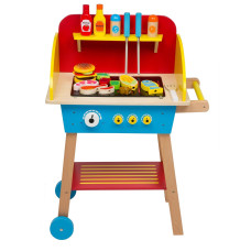 Cook N Grill Wood Toy Bbq Set Includes Pretend Play Wooden Barbeque Food Grilling Tools For Kids Boys Girls More Than 3