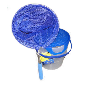 Idena 40081 Fish Bucket With Handle Telescopic Landing Net Blue