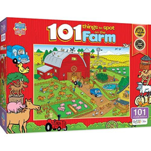 Masterpieces 100 Piece Family Jigsaw Puzzle For Kids 101 Things To Spot On A Farm 14X19