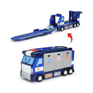 Robocar Poli Toys Mobile Headquarters 3In1 Transforming Police Hq Trailer Truck Toy With Vehicle Launchers 1 Poli Diecast