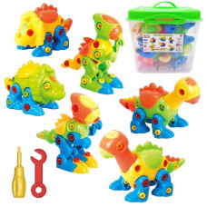 Toyvelt Take Apart Dinosaur Toys For Boys Girls Age 312 6 Dinosaur Toys With Rotating Wheels 218 Piece Stem Construction Co