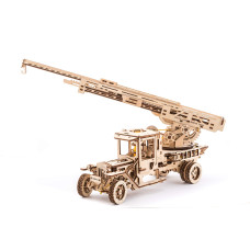 Ugears Wooden 3D Fire Truck Model Kit Lever Operated Rotatable Retractable Ladder