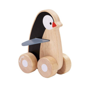 Plantoys Penguin Wheelie Push Toy For Toddlers Sustainably Made From Rubberwood Featuring Organicpigment Coloring And Waterb