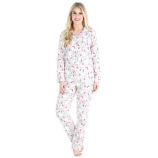 Pajamamania Womens Cotton Flannel Long Sleeve Buttondown Pajamas Pj Set Polar Bear Medium