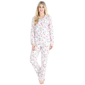 Pajamamania Womens Cotton Flannel Long Sleeve Buttondown Pajamas Pj Set Polar Bear Medium