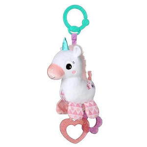Bright Starts Unicorn Sparkle & Shine Plush Take-Along Stroller Or Carrier Toy, Ages 0 Month+, Pink