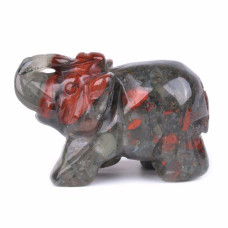 Justinstones Carved Natural African Bloodstone Gemstone Elephant Healing Guardian Statue Figurine Crafts 2 Inch