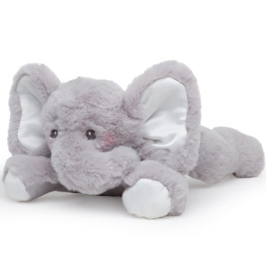 Bearington Baby Lil Spout Rattle 8Inch Plush Stuffed Gray Elephant Rattle Shaker Toy With Soft Plush Fur Floppy Ears And Sat