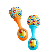 Fisher-Price Newborn Toys Rattle 'N Rock Maracas, Set Of 2 Soft Musical Instruments For Babies 3+ Months, Blue & Orange