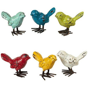 Mini Cast Iron Bird Figurine 2 Inch White