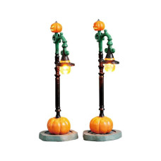 Lemax Spooky Town Witch Pumpkin Patch Lights Set Of 2 Bo 45V 74217