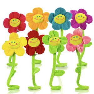 Tplay Flower Plush Kids Toy: Bendable Stem Stuffed Sunflower - Soft Bendy Felt Bouquet Set Age 2-4