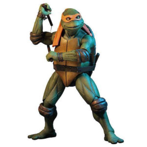 Neca Teenage Mutant Ninja Turtles 1990 Movie 165Inch Michelangelo Action Figure With Two Nun Chucks Slice Of Pizza Bag Of Po