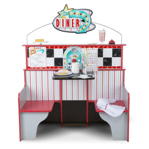 Melissa Doug Doublesided Wooden Star Diner Restaurant Play Space