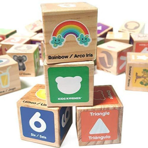 Kids Korner Alphabet Blocks Toys For Toddlers Bilingual Educational Toys Spanish Learning Toys Stacking Toys With 30 Wooden