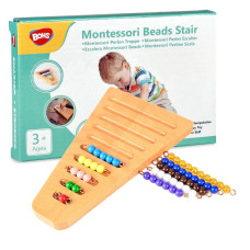 Bohs Montessori Bead Stair Set 110 Counting With Sorting Tray Compact Educational Toy For Preschool Learning