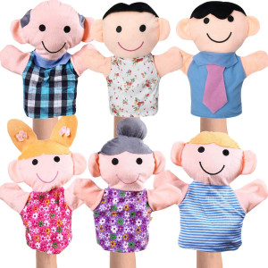 Hand Puppet Set 6 Family Members Premium Quality 9 Inch Soft Plush Hand Puppets For Kids For Storytelling Teaching Pre