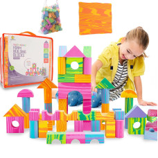 Morvat 60 Piece Colorful Soft Eva Foam Building Blocks Set Waterproof Play Toy For Children Babies Toddlers Kids Boys Girl