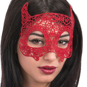 Carnival Toys 1698 Devil Macrame Mask Red One Size