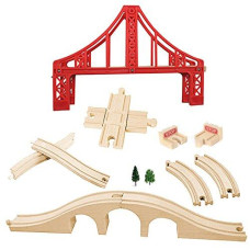 Wooden Train Bridges, Crossing Track Bridge, Wooden Train Track Accessories, Wooden Train Track, Train Tracks Compatible With All Major Brands, Wooden Toys For Girls & Boys