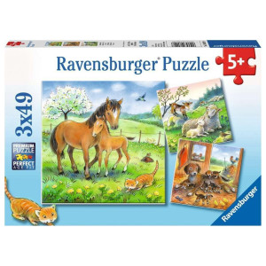 Ravensburger 08029 Cuddle Time 3 X 49 Piece Puzzles In A Box 3 X 49 Piece Puzzles For Kids Every Piece Is Unique Pieces Fit