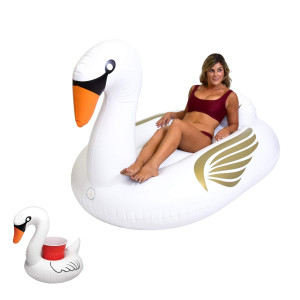 Gofloats Giant Inflatable Pool Floats Choose Unicorn Dragon Flamingo Swan Or Bull Includes Drink Float White