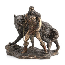 Veronese Design Norse God Of Combat And Victory Tyr And The Binding Of Fenrir The Wolf Bronze Finish Statue 9 Inches High Im