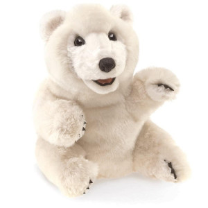 Folkmanis Sitting Polar Bear Hand Puppet 8 White