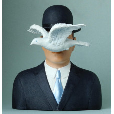 Magritte Parastone Sculpture Man With Hat And Dove 1964 Resin With Hand Painted Details 6 X 525 X 5