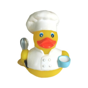 3 Chef Rubber Duck Floats Upright Baby Safe Bathtub Bathing Toy