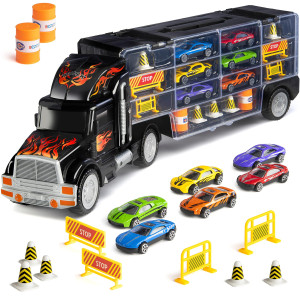 Play22 17 In 1 Kids Toys Ages 35 Truck Transport Car Carrier With 6 Cars 11 Accessories Birthday Gifts Toys For 3 Year Old B