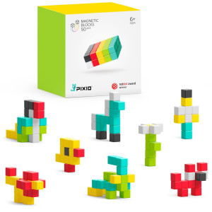 Pixio50 Tiny Magnetic Blocks Building Toy In The Pixel Art Style With Free App 516 Plastic Cubes With 6 Magnets Inside