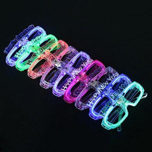 12 Pack Led Light Up Glasses Happy New Year Assorted Flashing Lights Fun New Year Party Decorations Party Favors