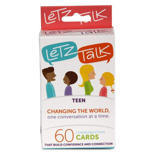 Letz Talk Conversation Cards for Teens - Communication Topics, Conversation Starters - Build Confidence & Emotional Intelligence, Family Games for Kids and Adults - Stocking Stuffers - Ages 13-18