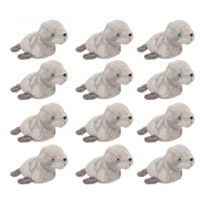 Wildlife Tree 12 Pack Harbor Seal Mini 4 Inch Small Stuffed Animals Bulk Bundle Ocean Animal Toys Sea Party Favors For Kids