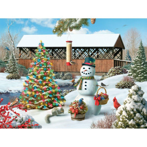 Bits And Pieces 500 Piece Jigsaw Puzzle For Adults Countryside Christmas 500 Pc Winter Holiday Snowman Jigsaw By Artist Al