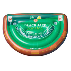 Swimline Inflatable Blackjack Game Table Raft With Waterproof Cards Greenbrown 604012