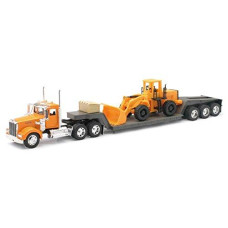 Newray 10623 Kenworth W900 Lowboy With Construction Wheel Loader Long Hauler Toy Truck44 Pack Of 6