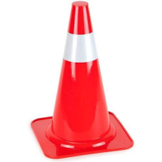 Bolthead Industrial 15" High Hat Cones In Fluorescent Orange With Reflective Sleeve For Indoor/Outdoor Traffic Work Area Safety Marker & Agility Sport Training - Single
