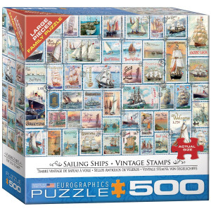 Eurographics Eurhr Sailing Ships Vintage Stamps 500Piece Puzzle 500Piece Jigsaw Puzzle