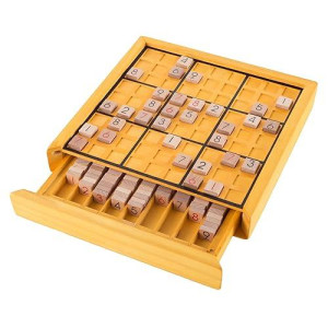 Wood Sudoku Board Game Set- Complete Set With Number Tiles, Wooden Game Board And Puzzle Book- Number Thinking Game For Adults And Kids By Hey! Play!