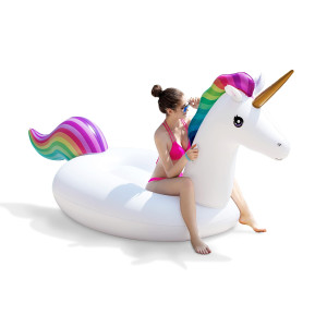 Jasonwell Giant Inflatable Unicorn Pool Float Floatie Ride On With Fast Valves Large Rideable Blow Up Summer Beach Swimming Pool