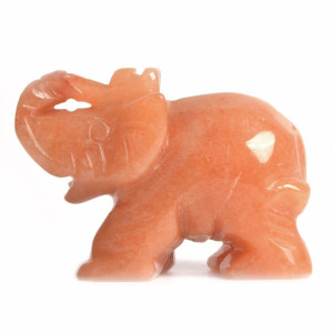 Justinstones Gemstone Elephant Orange Aventurine Crystal Animal Totem Spirit Stone Figurine 2 Inch