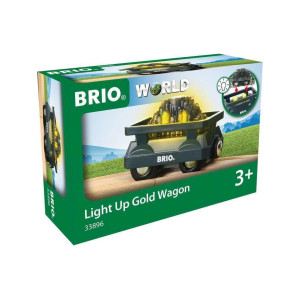 Brio World 33896 Light Up Gold Wagon Interactive 2 Piece Toy Wagon Set Enhances Creativity Compatible With All Toys Sa