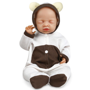 Vollence 18 Inch Eye Closed Full Silicone Baby Doll Not Vinyl Dolls Sleeping Lifelike Reborn Baby Doll Realistic Newborn Real Ba