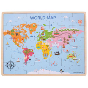 Bigjigs Toys Wooden World Map Puzzle 35 Pieces