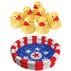 Carnival Duck Pond Game Includes Red White And Blue Pool And 12 Plastic Floating Carnival Ducks Pool With Yellow Ducks