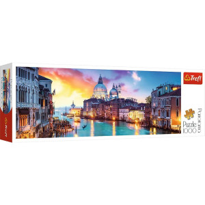 Trefl Panorama Canal Grande Venice 1000 Piece Jigsaw Puzzle Red 27X19 Print Diy Puzzle Creative Fun Classic Puzzle For Adu